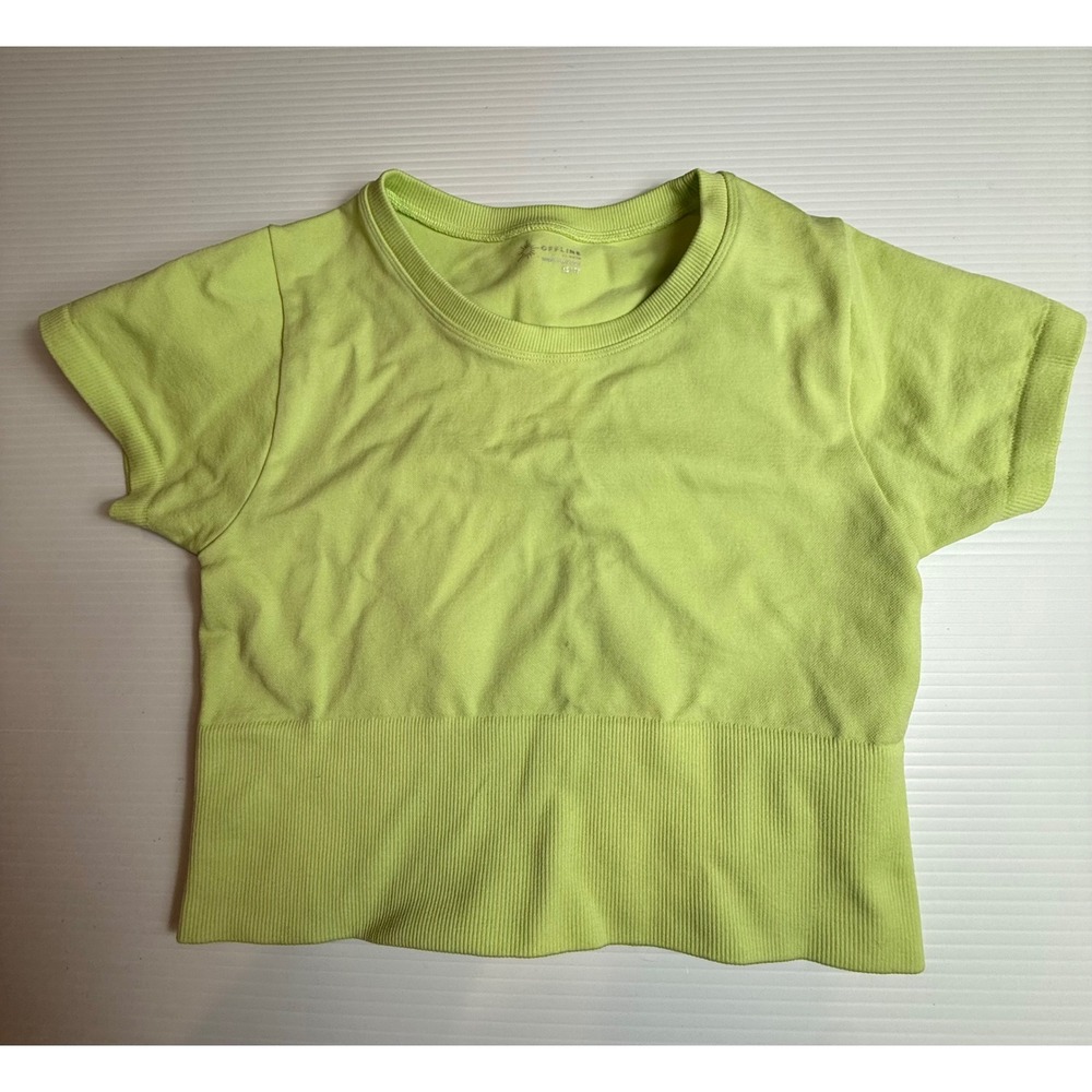 Offline by Aerie Seamless Ribbed Crop Top Neon Lime Green XS TP Athletic